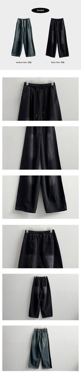 Nell waistbanding denim wide pants