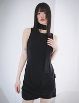 SLEEVELESS RIBBON DRESS(BLACK)