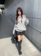 [Scrunchie Set] Nora オフショルダールーズニット