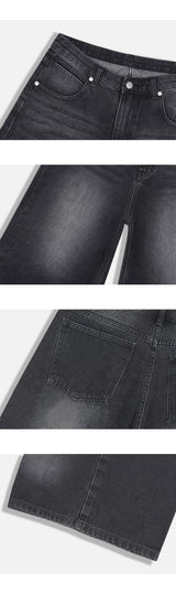 ベーシックウォッシュバミューダデニムパンツ (black)