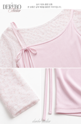 Baby Pink Floral Layered Long Sleeve T-Shirt