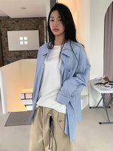 HOMME NECK POINT STRIPE SHIRT