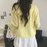 ベイキングレースラウンドネックスプリングニットカーディガン(6 Colors) –ミント/デートルック