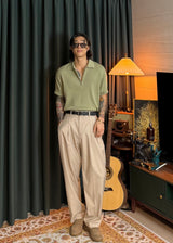 S/S ジップアップリブカラーショートスリーブTシャツ 8カラー