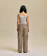 SCRIPT LOGO SHIRRING SLEEVELESS_IV