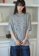 26SS★ Dino Stitch Embroidered Pigment Short Sleeve Tee