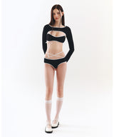 Front X-Line Low Bikini Panties (Black)