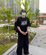 イリューネスレタリングオーバーサイズスプリットショートスリーブTシャツ