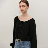 ストラップバルーンブラウス BLACK