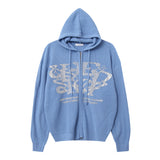 LAS Lettering Printed Hooded Zip-Up Knitwear (4 colors)