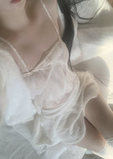 ining strap frill top (ivory)