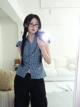 blue checkered shirt