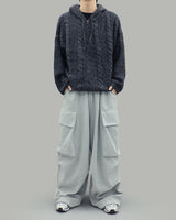 Noel Knit Hoodie Half Zip Up (Charcoal)