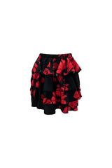 FLUTTER FRILL TOP SKIRT / RED