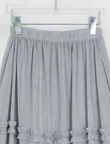 Rie Layered Banding Mesh Midi Skirt