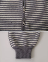 Muse Border Pattern Loose Knit 2WAY Hood Zip-up (2color)