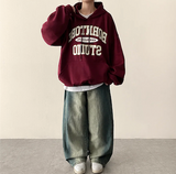 ムードグラディエントウォッシングサイドインシジョンワイドデニムパンツ