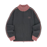 Sporty-Track-Semi-Crop-Knit-Zip-Up - 7COLOR