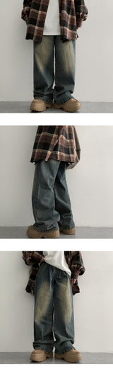 Lese pintuck wide denim pants