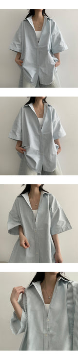 Zuch Oversized Fit Oxford Street Life Short Sleeve Shirt
