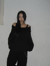 [Off-Shoulder Available] Robe Pintuck Big Hooded Sweatshirt (2c)