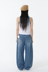 DEEP NECK SLEEVELESS TOP_SKY BLUE-WHITE