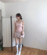 on lace & satin strap sleeveless to