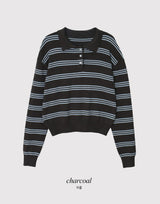 #DO Multi Border Half Button Collar Knit (2color)