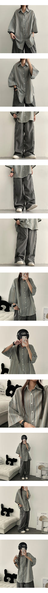 Redile Slits Wide Nylon Pants