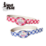 loveplayshop Checkered Hugging Bear Two-in-One Classic Design Leather Belt