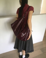 テメルレザーレオパードストラップビッグショルダーバッグ