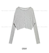 [U-BASIC] See-through Linen Ribbed Crop Cardigan