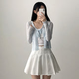  Monp pattern see-through ribbon knit cardigan