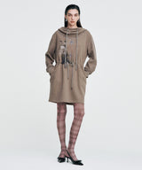 Vintage Fox Graphic Hoodie Dress _ BROWN