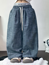 PINTUCK BANDING COTTON DENIM LONG PANTS 🩵🩷🤎3COLOR