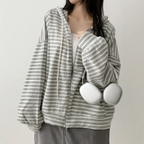 Itta Overfit Stripe Dangara Hooded Zip-Up