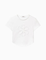 DELAY OFF レースクロップTシャツ (ホワイト)