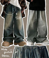 Lese pintuck wide denim pants