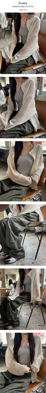 [Unisex] エスニックシースルーカーディガン(3color)