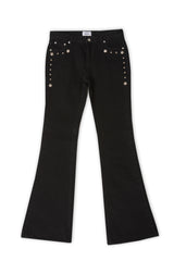 STUD BOOTCUT DENIM PANTS (BLACK) WOMEN