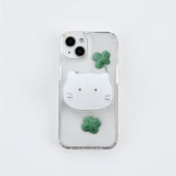 [phone grip] silver cat