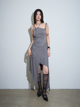 【MADE】カットアウトスリップドレス グレー