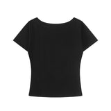 Lettering Round Half T-shirt