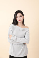 ルーズフィットコサージュニット MInt