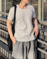 スリムフィットリブ UネックショートスリーブTシャツ