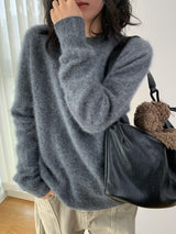 [High-Quality Line] カシミヤウール ソフトプルオーバー長袖ニットウェア