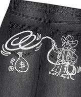BACK LOGO WASHED DENIM PANT