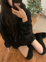 [UNISEX]Snowa cable Fleece Long Sleeve Hoodie 
