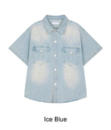 Salt Two-Pocket Washed Denim Short Sleeve Shirt