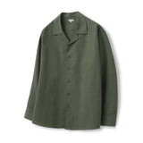 ルーズフィットオープンカラーリネンシャツ [Khaki]